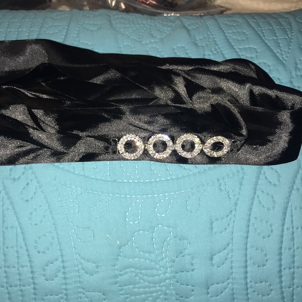 New Black Ribbon Sash Rhinestone Belt. - Picture 8 of 13